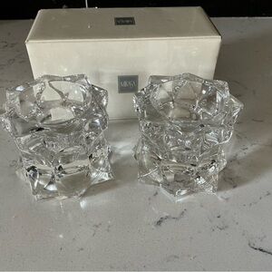 Vintage Mikasa sparkling star candle votives set of 2 lead crystal